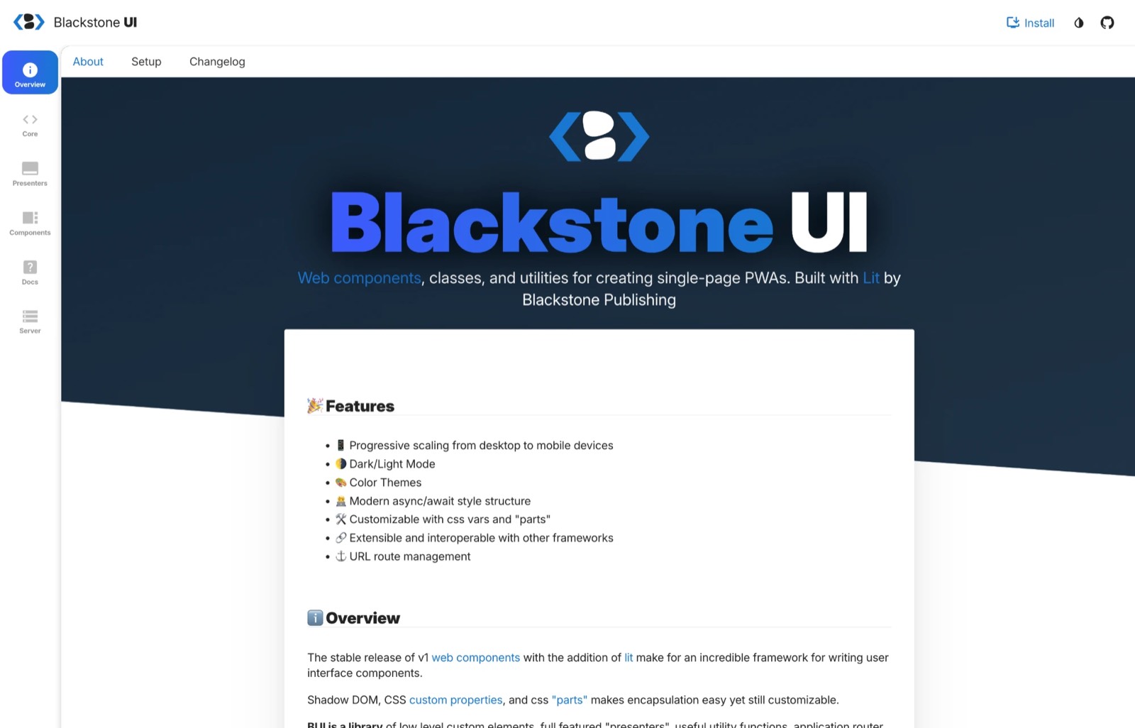 Blackstone UI documentation home page